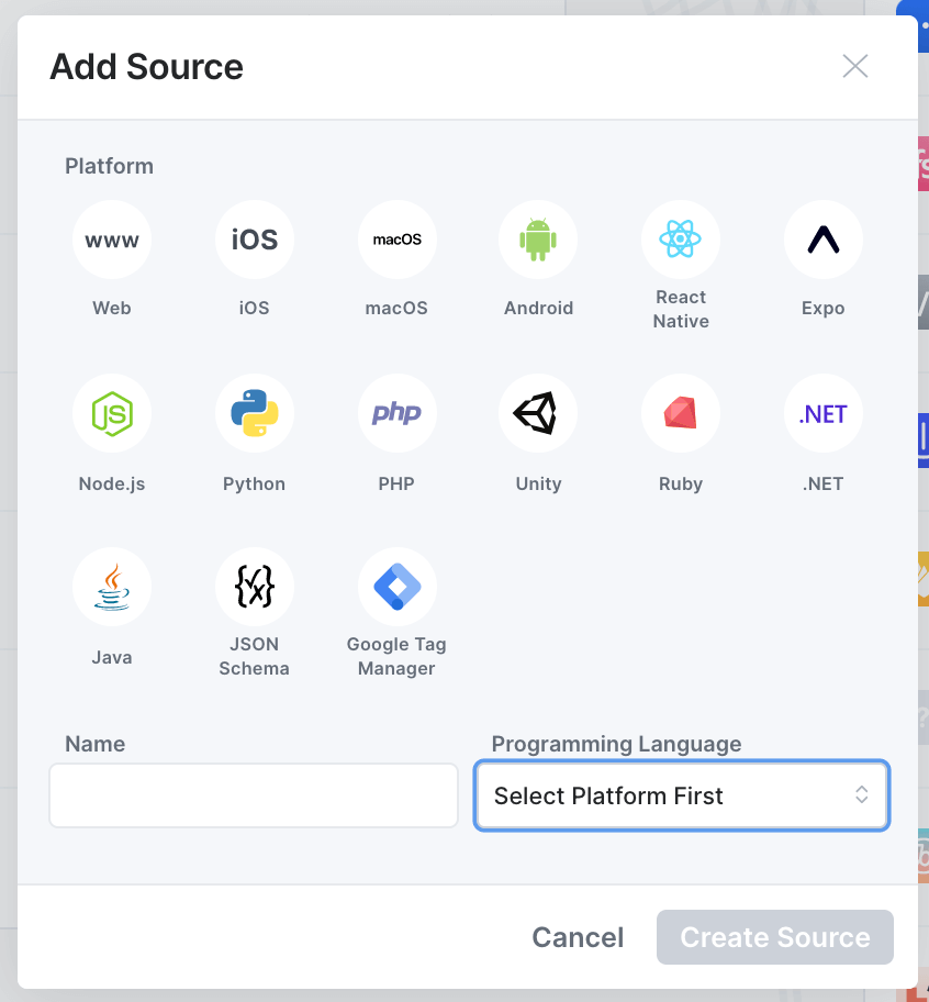 Source configuration